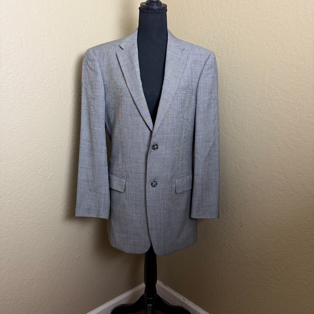 Tommy Hilfiger Sport Coat Blazer Gray Microcheck R38 Wool Blend Mens
